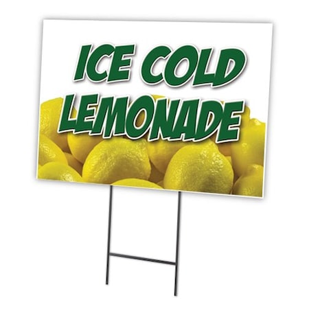 Signmission Ice Cold Lemonade 1 Yard Sign & Stake outdoor plastic coroplast window, C-1824 Lemonade 1 C-1824 Lemonade 1